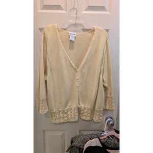 Vintage  3 Button Cardigan Sweater 3x  Light Yellow